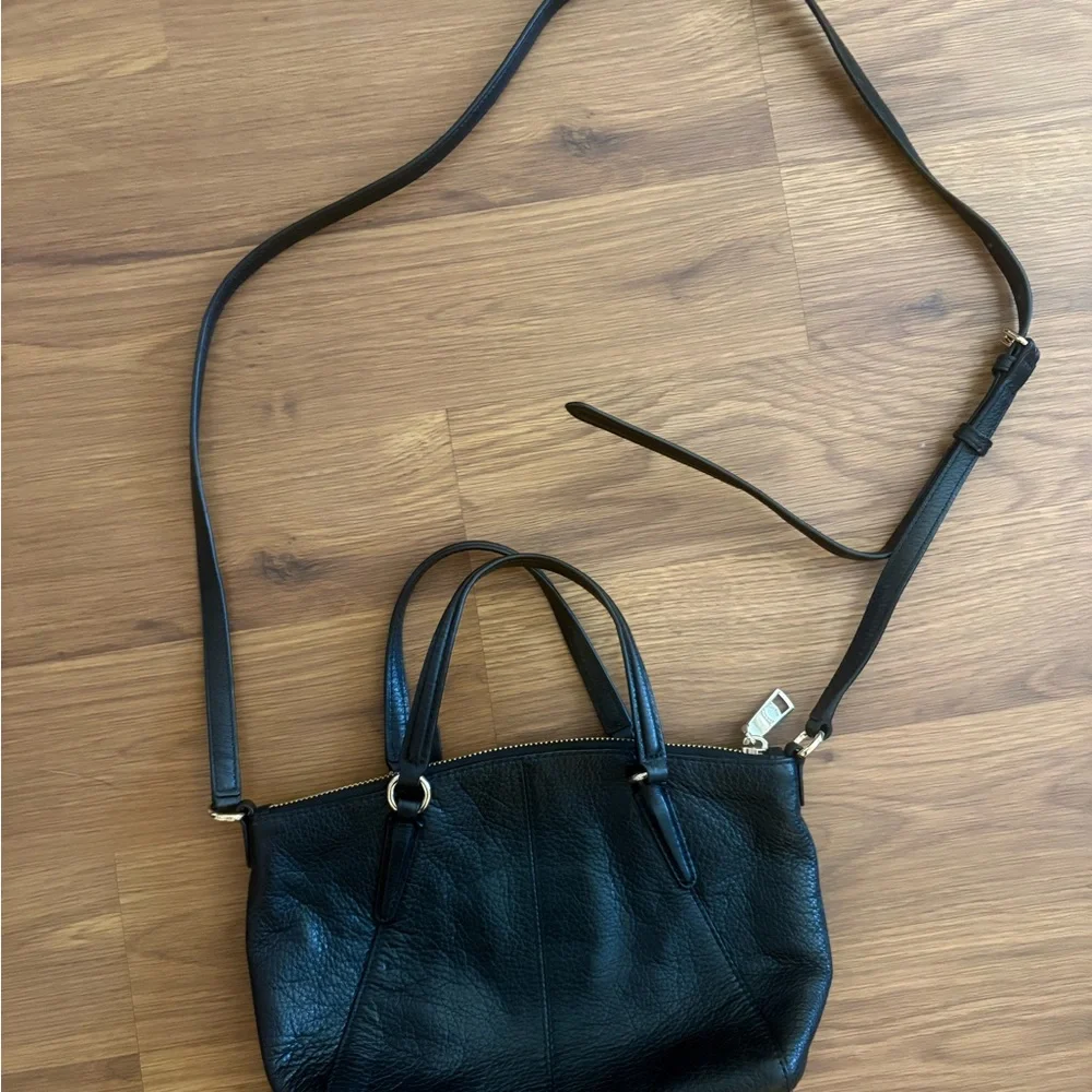Coach Mini Kelsey Black Pebbled Leather Crossbody Bag - Picture 2 of 7